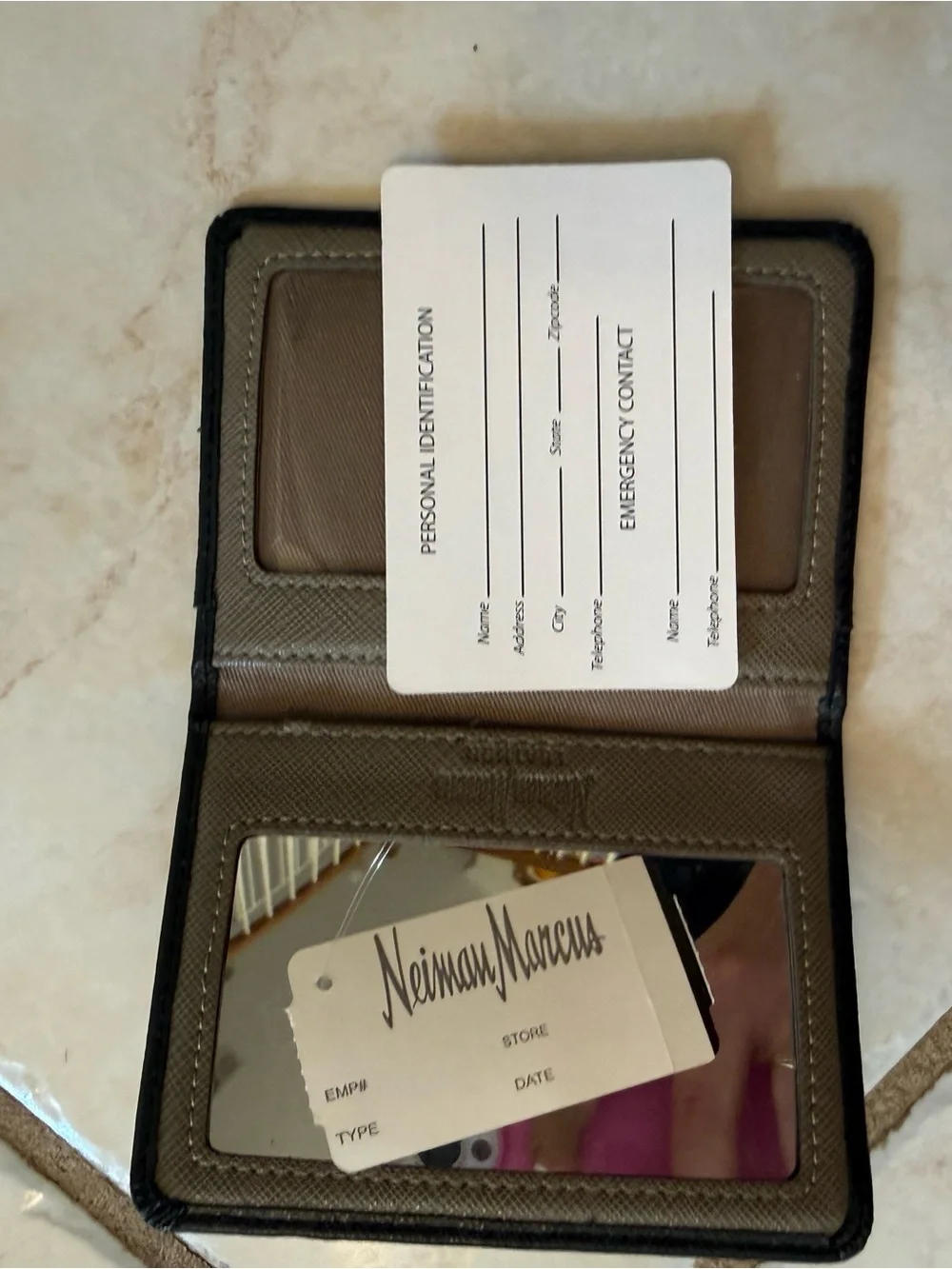Neiman Marcus Black Leather Card & Key Holder
